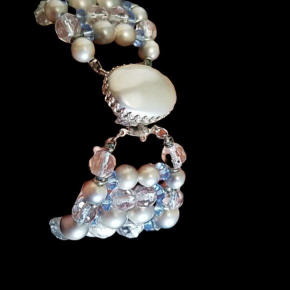 Vintage Alice Caviness Wide Crystal and Pearl Bracelet - Picture 4 of 6